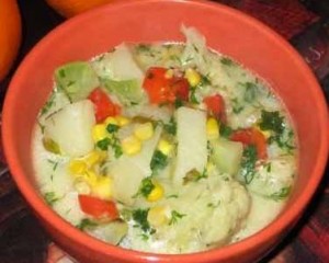 Молочный суп с овощами. Рецепт приготовления.